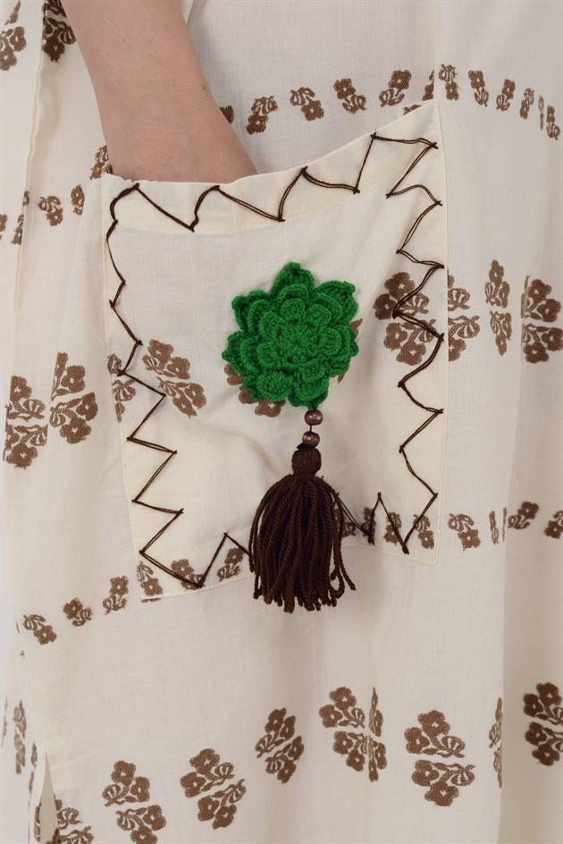 AN10515-3 FLORA CEP DETAYLI HAM ELBİSE