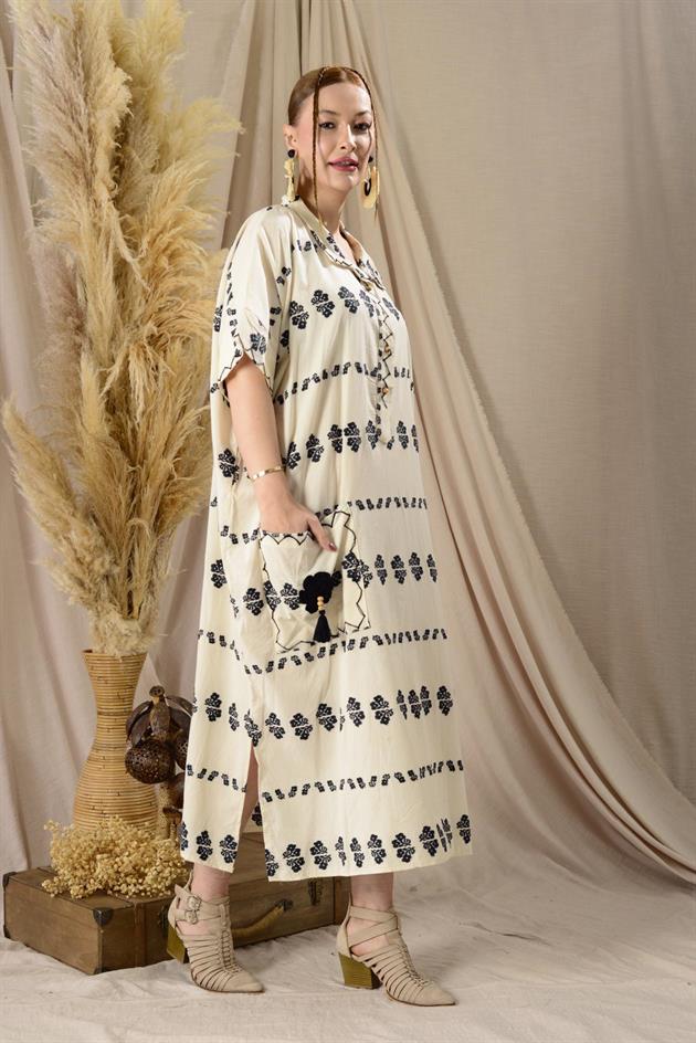 AN10515-3 FLORA CEP DETAYLI HAM ELBİSE