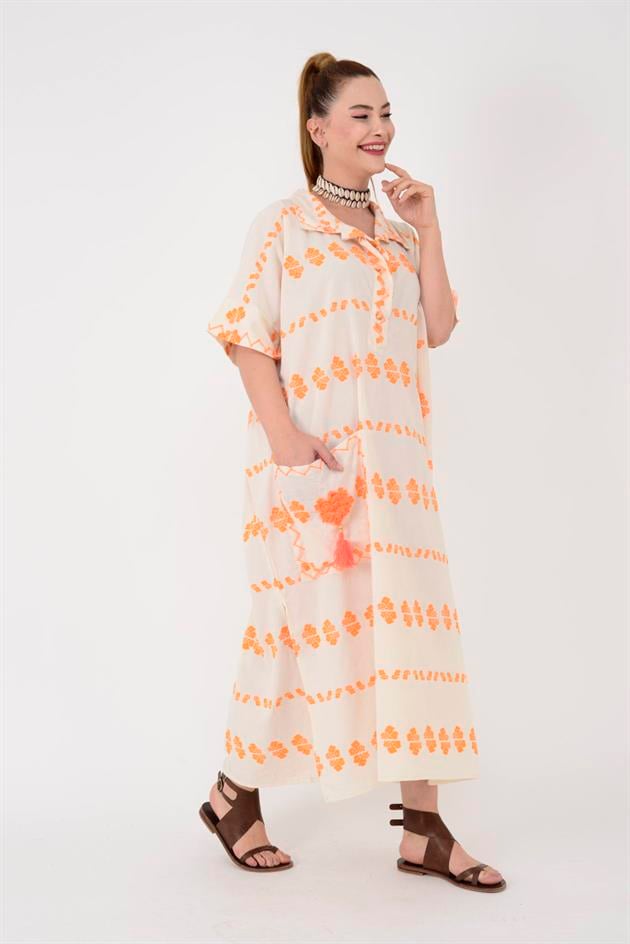 AN10515-3 FLORA CEP DETAYLI HAM ELBİSE