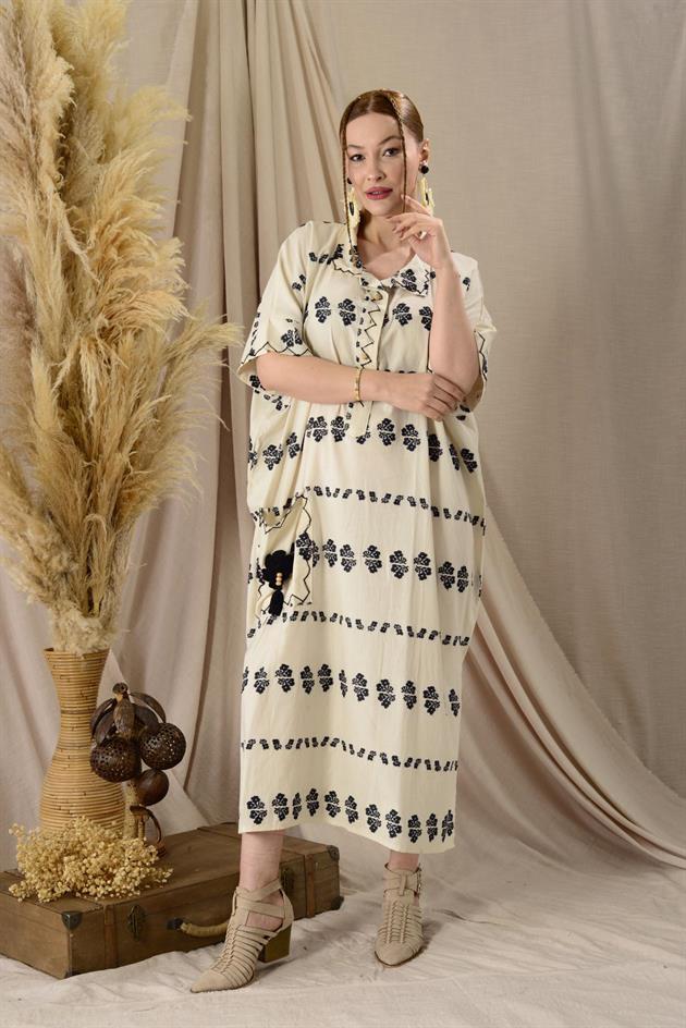 AN10515-3 FLORA CEP DETAYLI HAM ELBİSE