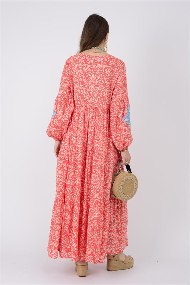 AN10516 MARIN İŞLEME DETAYLI ELBİSE