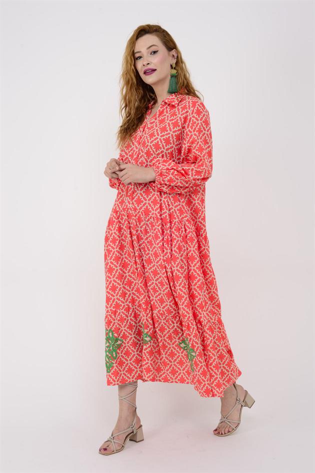 AN10522 B2770 MARIN ARKASI İŞLEMELİ GÖMLEK ELBİSE