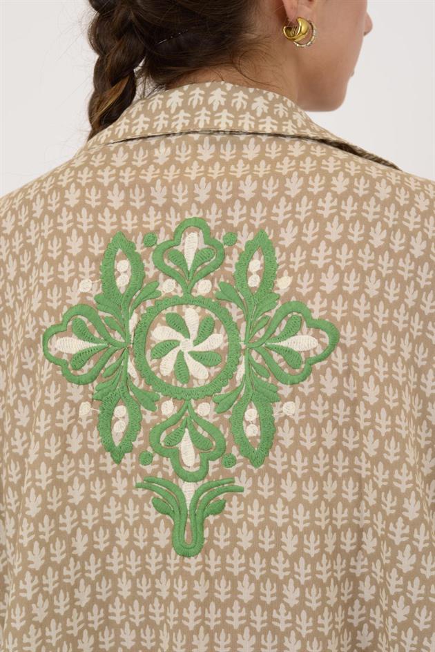 AN10522 MARIN NAKIŞ DETAYLI GÖMLEK ELBİSE