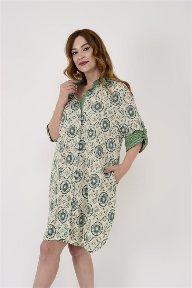 AN10557 GARNİ DETAYLI KISA ELBİSE