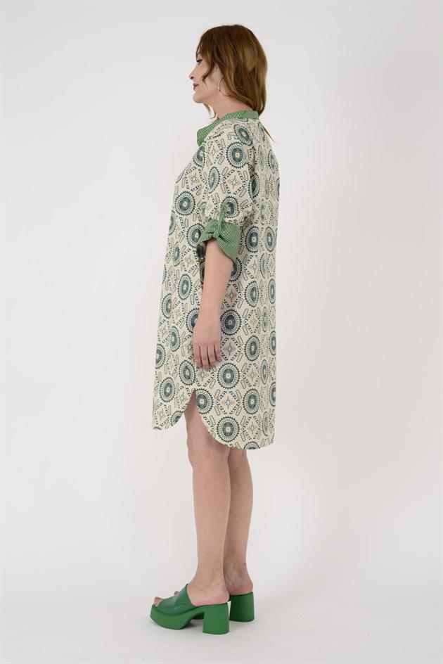 AN10557 GARNİ DETAYLI KISA ELBİSE