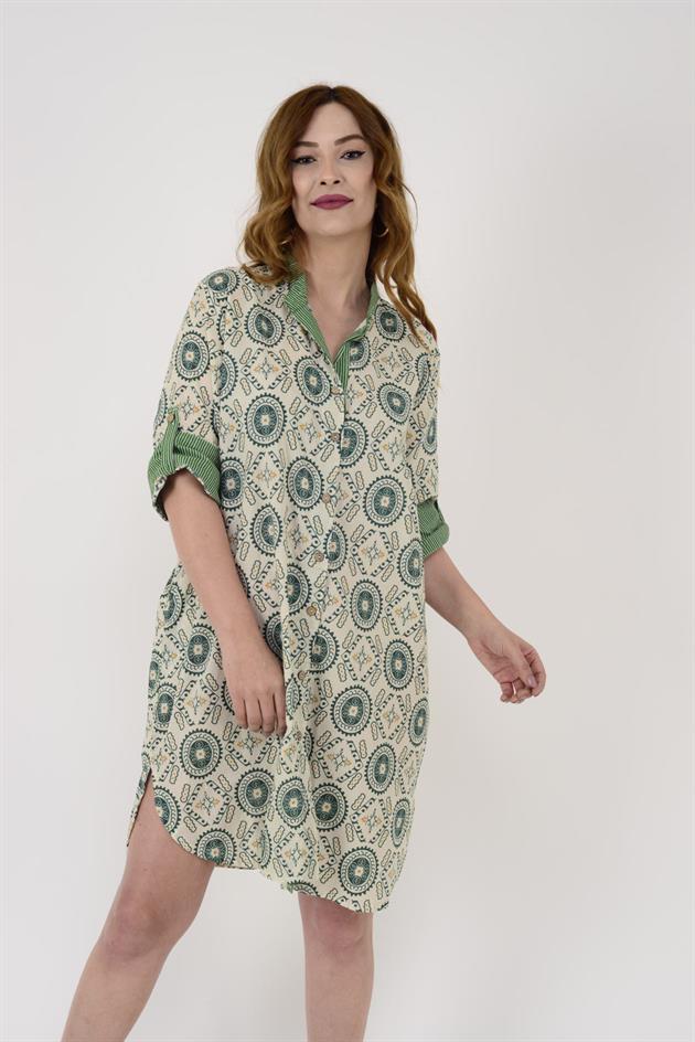 AN10557 GARNİ DETAYLI KISA ELBİSE