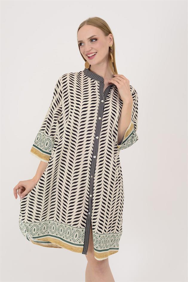 AN10557 MARIN GARNİ DETAYLI KISA ELBİSE