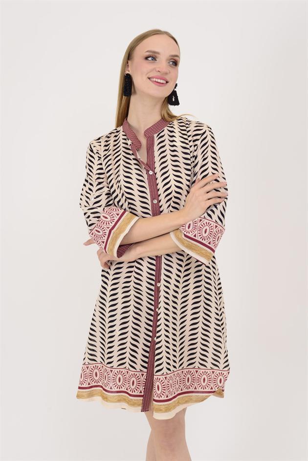 AN10557 MARIN GARNİ DETAYLI KISA ELBİSE