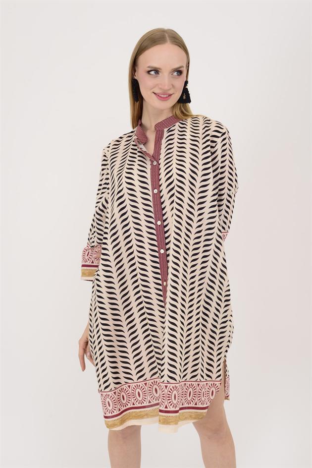 AN10557 MARIN GARNİ DETAYLI KISA ELBİSE