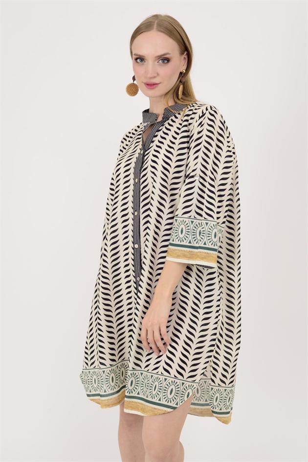 AN10557 MARIN GARNİ DETAYLI KISA ELBİSE