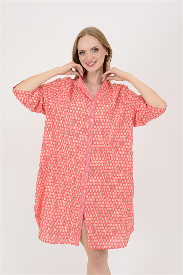 AN10557 MARIN GARNİ DETAYLI KISA ELBİSE