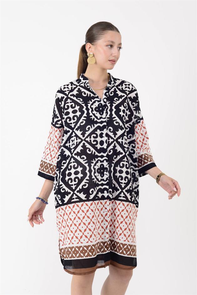 AN10557 MARIN KISA GÖMLEK ELBİSE