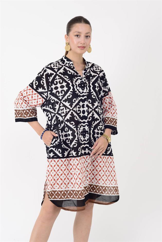 AN10557 MARIN KISA GÖMLEK ELBİSE