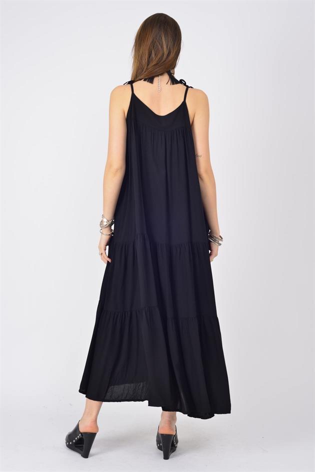 AN10588 OMUZDAN BAĞLAMALI ASKILI ELBİSE