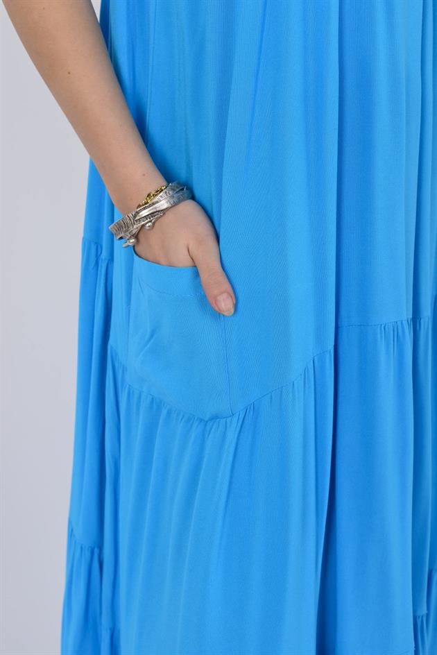 AN10588 OMUZDAN BAĞLAMALI ASKILI ELBİSE