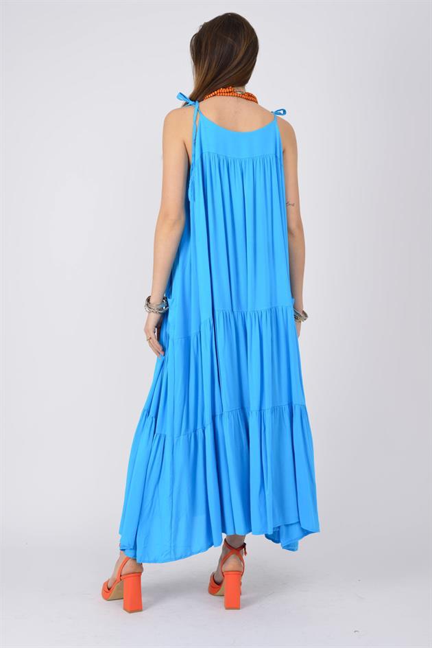 AN10588 OMUZDAN BAĞLAMALI ASKILI ELBİSE