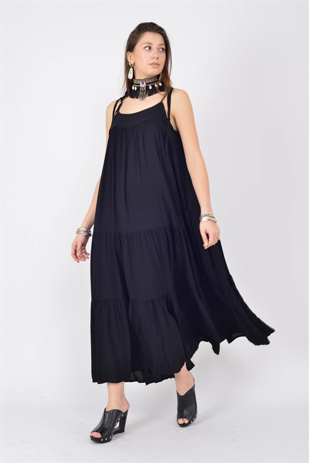 AN10588 OMUZDAN BAĞLAMALI ASKILI ELBİSE