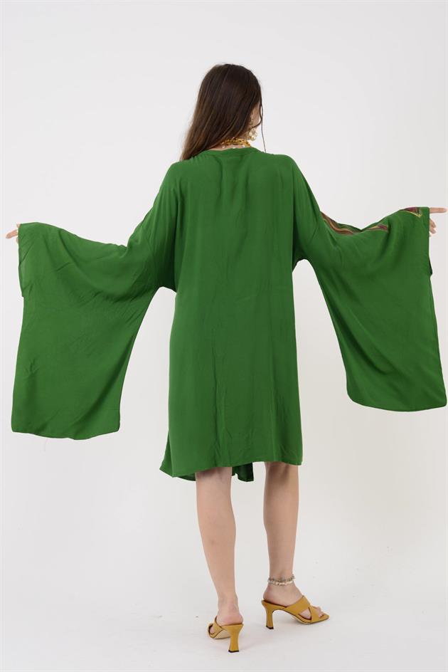 AN10604 EBRU DESEN EL BOYAMA KİMONO ELBİSE