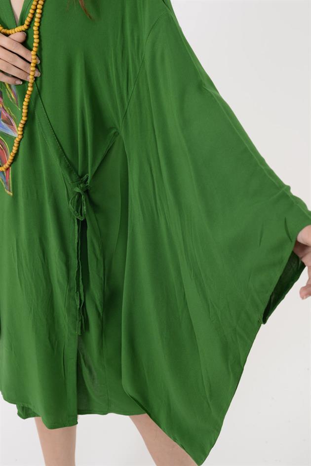 AN10604 EBRU DESEN EL BOYAMA KİMONO ELBİSE