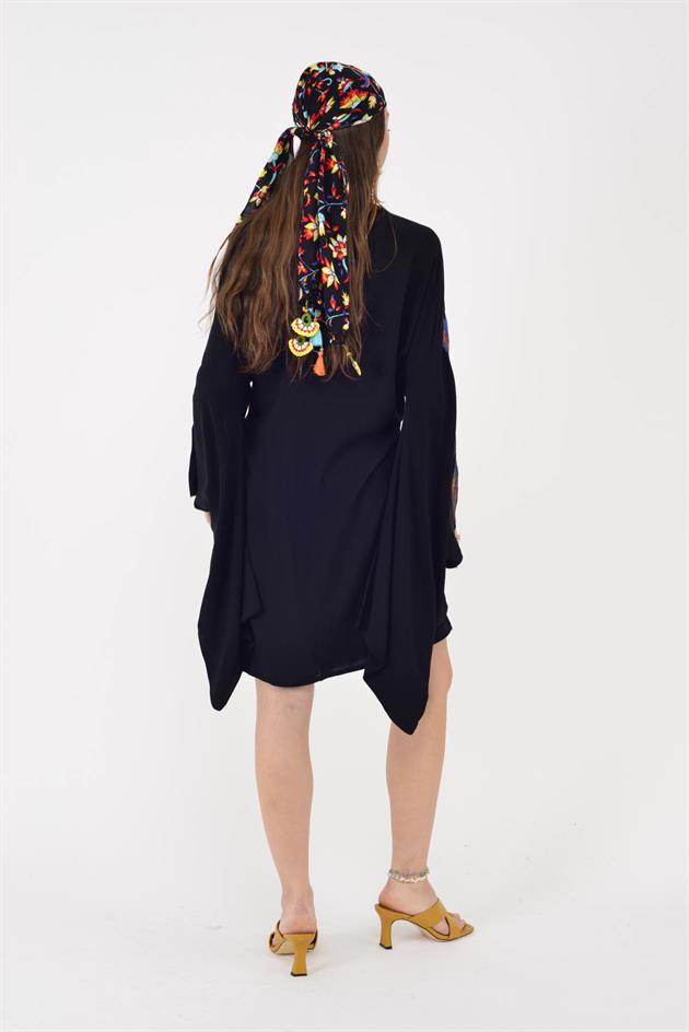 AN10604 EBRU DESEN EL BOYAMA KİMONO ELBİSE