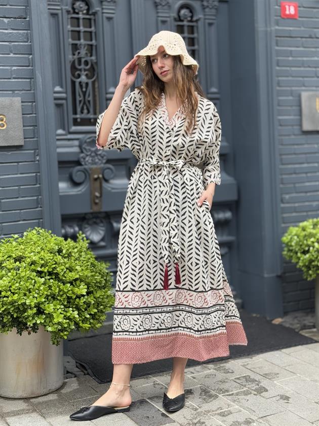 AN10614 MARIN KRUVAZE YAKA ELBİSE