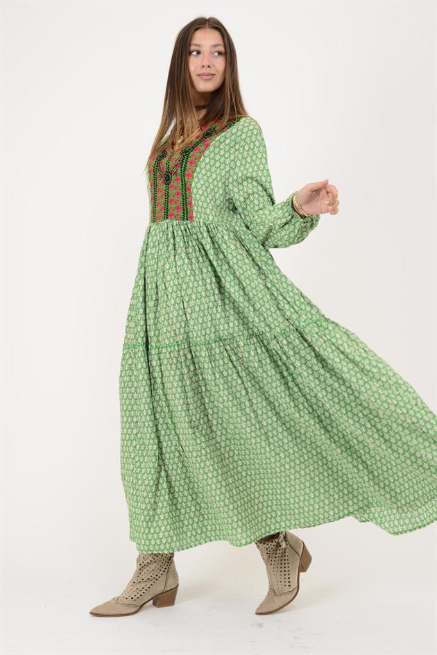 AN10619 MARIN GARNİ DETAYLI ELBİSE