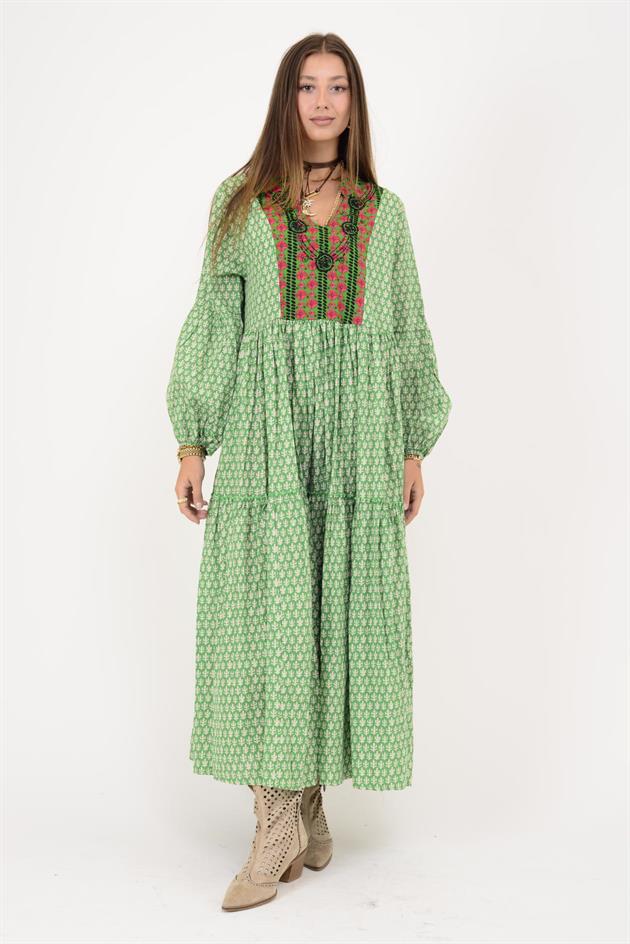 AN10619 MARIN GARNİ DETAYLI ELBİSE