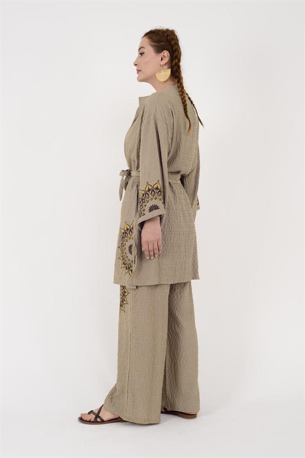 AN10624 MANDALA ÇİÇEK NAKIŞLI GOFRE BOHEM TAKIM