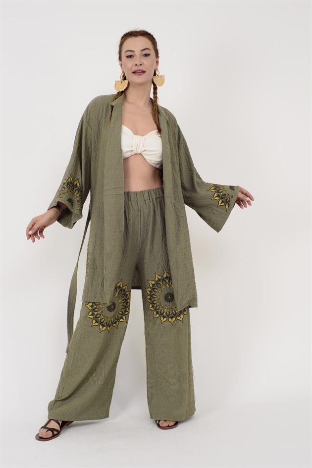 AN10624 MANDALA ÇİÇEK NAKIŞLI GOFRE BOHEM TAKIM