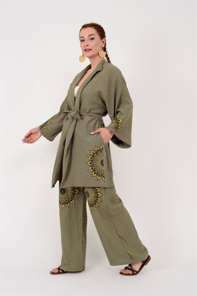 AN10624 MANDALA ÇİÇEK NAKIŞLI GOFRE BOHEM TAKIM