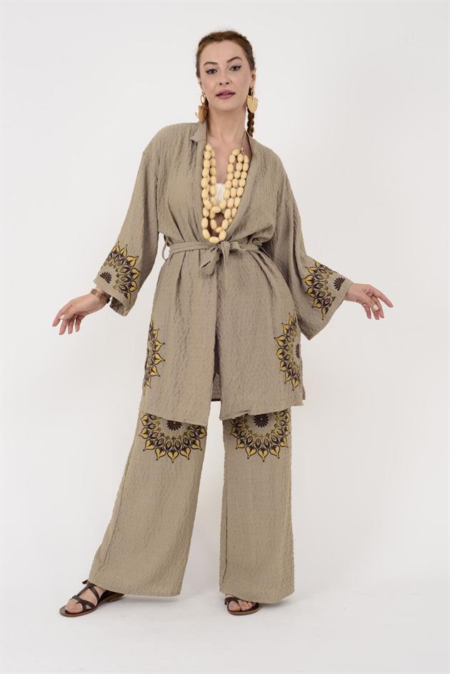 AN10624 MANDALA ÇİÇEK NAKIŞLI GOFRE BOHEM TAKIM