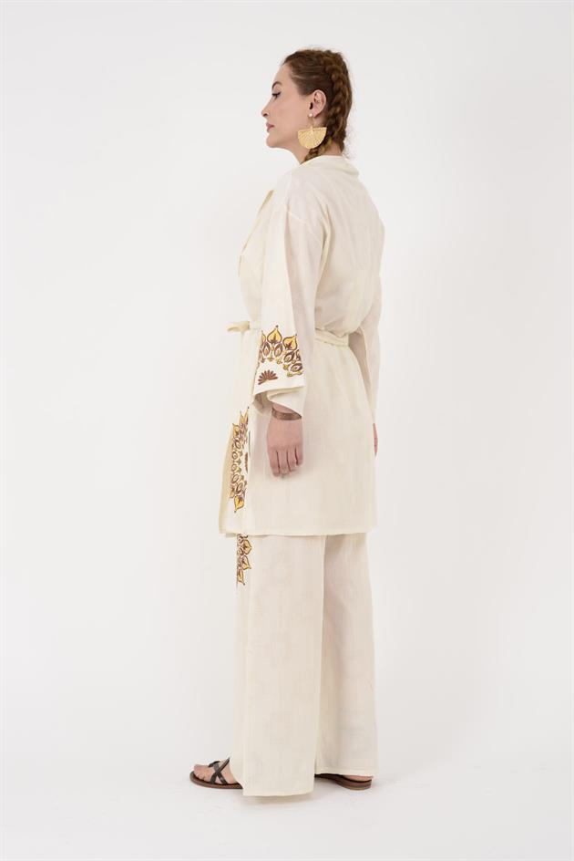 AN10624 MANDALA ÇİÇEK NAKIŞLI HAM BOHEM TAKIM