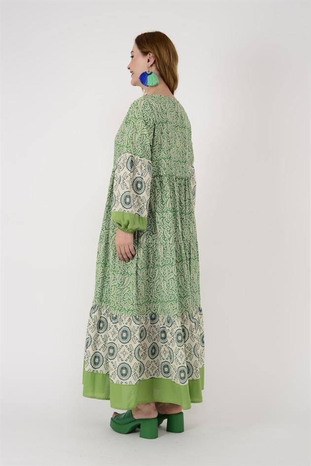 AN10629 MARIN PÜSKÜL DETAYLI VOLANLI ELBİSE