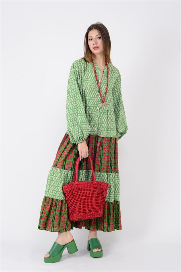 AN10634 MARIN GARNİ DETAYLI ELBİSE