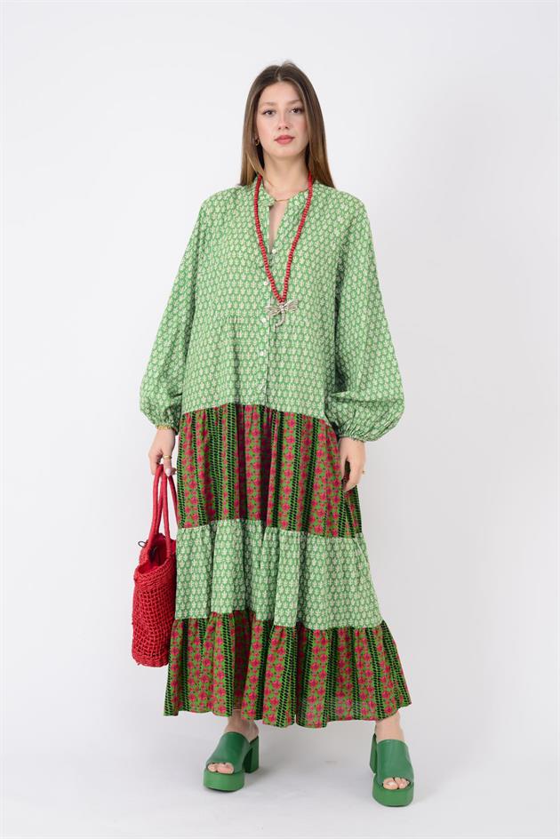 AN10634 MARIN GARNİ DETAYLI ELBİSE