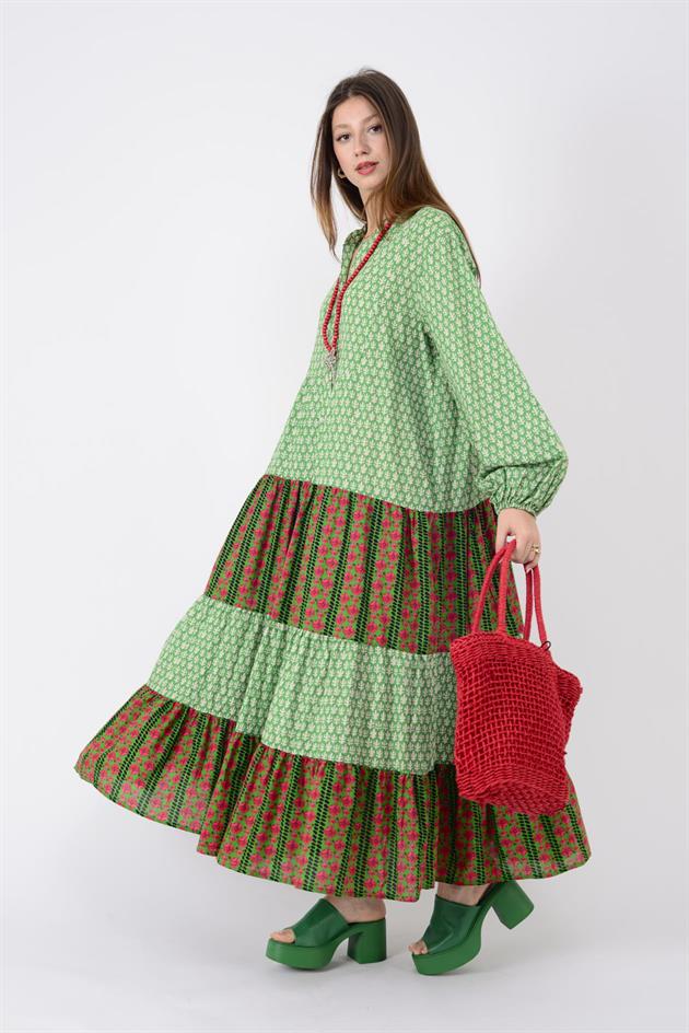 AN10634 MARIN GARNİ DETAYLI ELBİSE