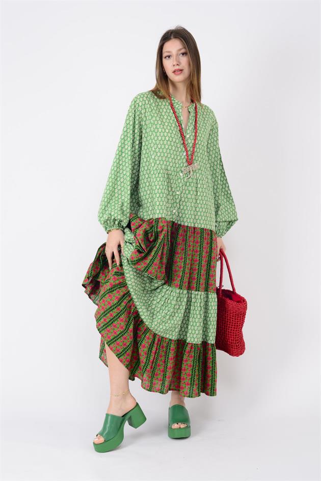 AN10634 MARIN GARNİ DETAYLI ELBİSE