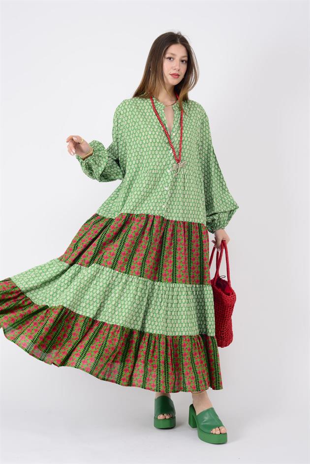 AN10634 MARIN GARNİ DETAYLI ELBİSE