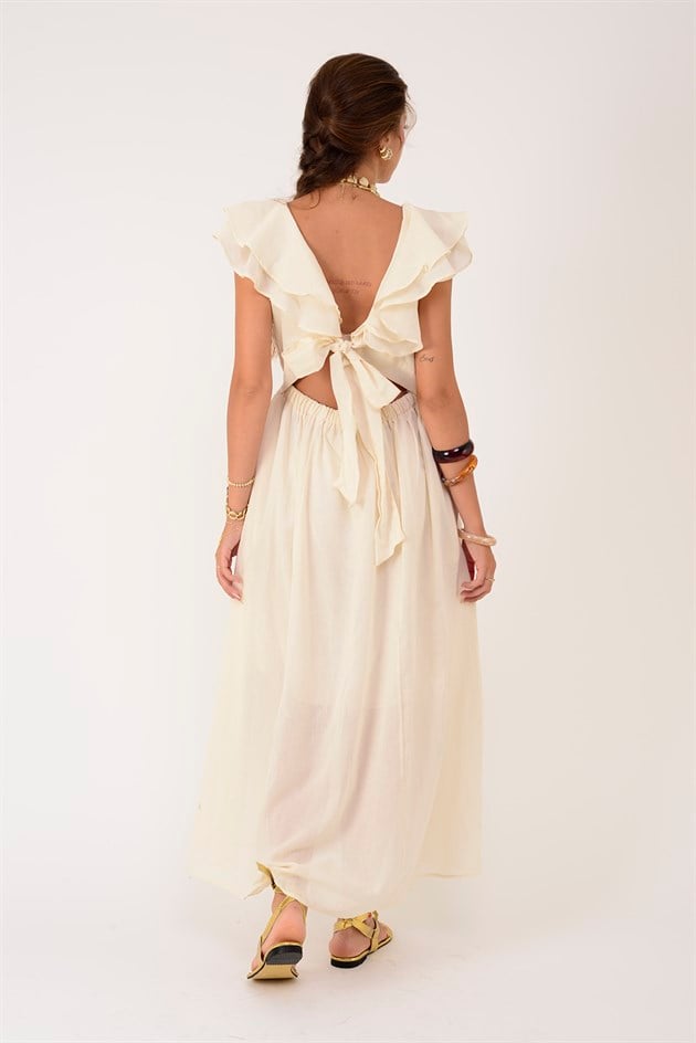 AN10636 FLORA FIRFIR DETAYLI HAM ELBİSE