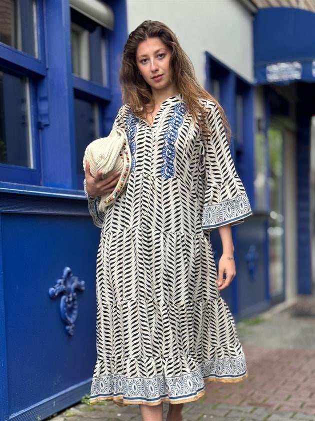 AN10643 MARIN NAKIŞ DETAYLI ELBİSE