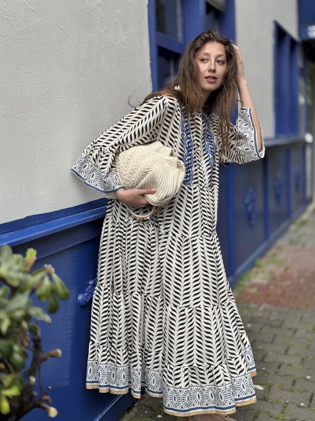 AN10643 MARIN NAKIŞ DETAYLI ELBİSE