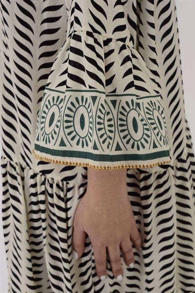 AN10643 MARIN NAKIŞ DETAYLI ELBİSE