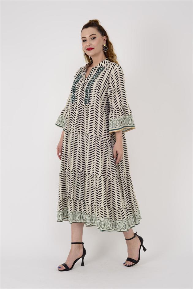 AN10643 MARIN NAKIŞ DETAYLI ELBİSE