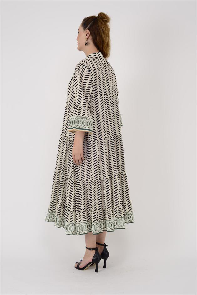 AN10643 MARIN NAKIŞ DETAYLI ELBİSE