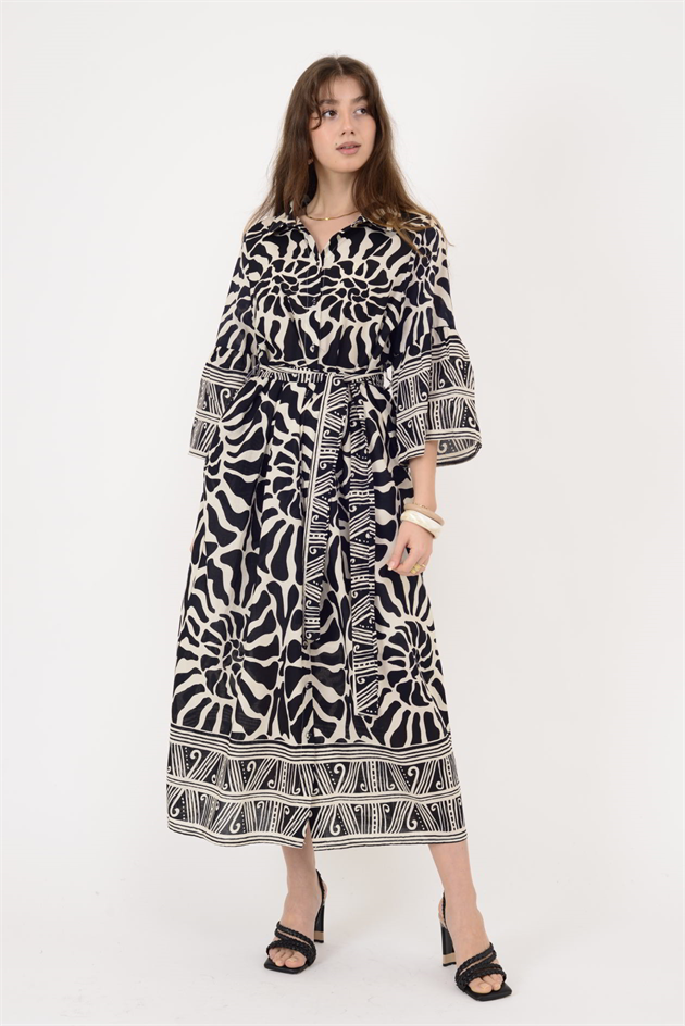 AN10645 MARIN KEMER DETAYLI GÖMLEK ELBİSE