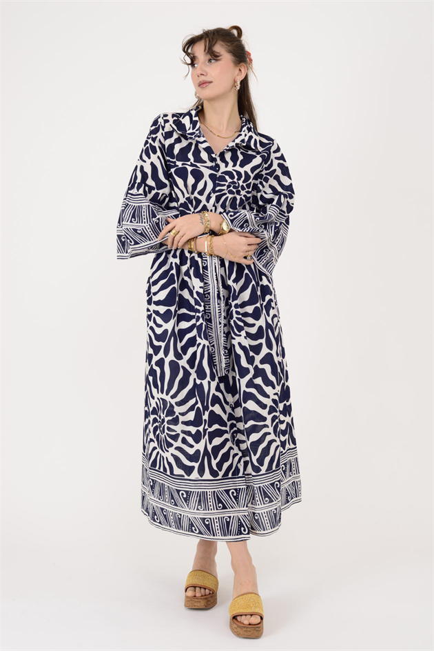 AN10645 MARIN KEMER DETAYLI GÖMLEK ELBİSE