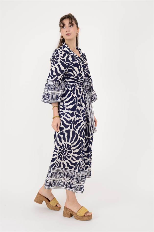 AN10645 MARIN KEMER DETAYLI GÖMLEK ELBİSE