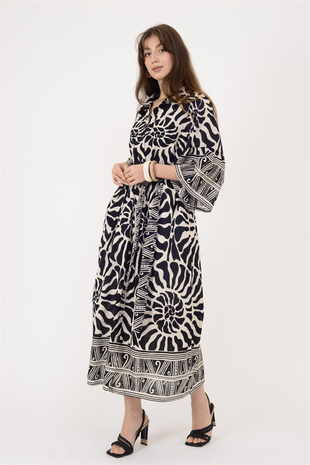 AN10645 MARIN KEMER DETAYLI GÖMLEK ELBİSE