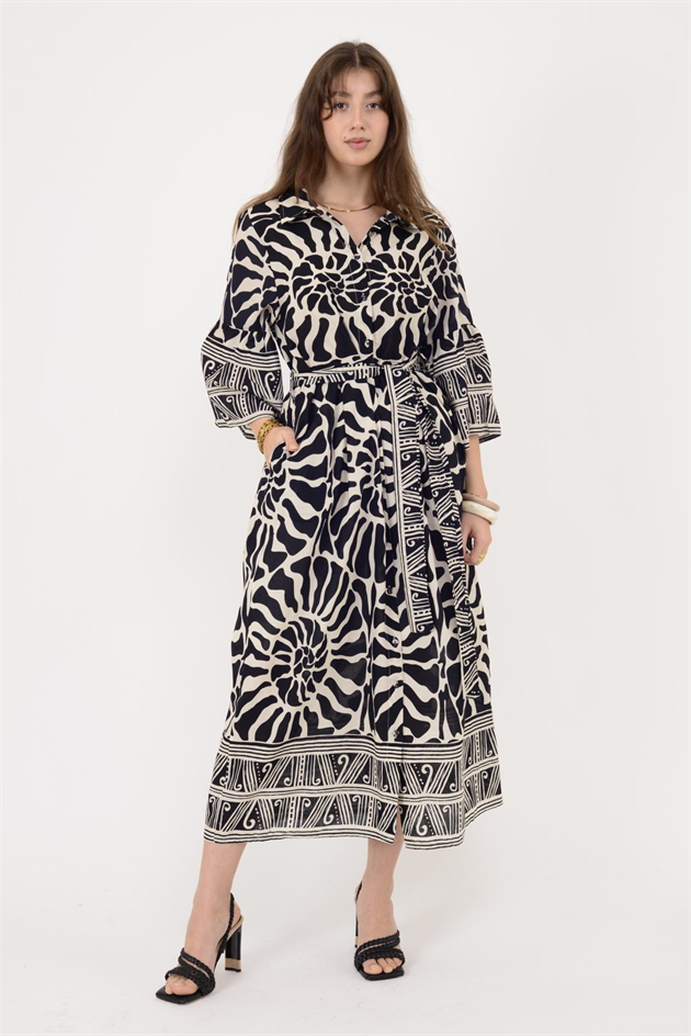 AN10645 MARIN KEMER DETAYLI GÖMLEK ELBİSE