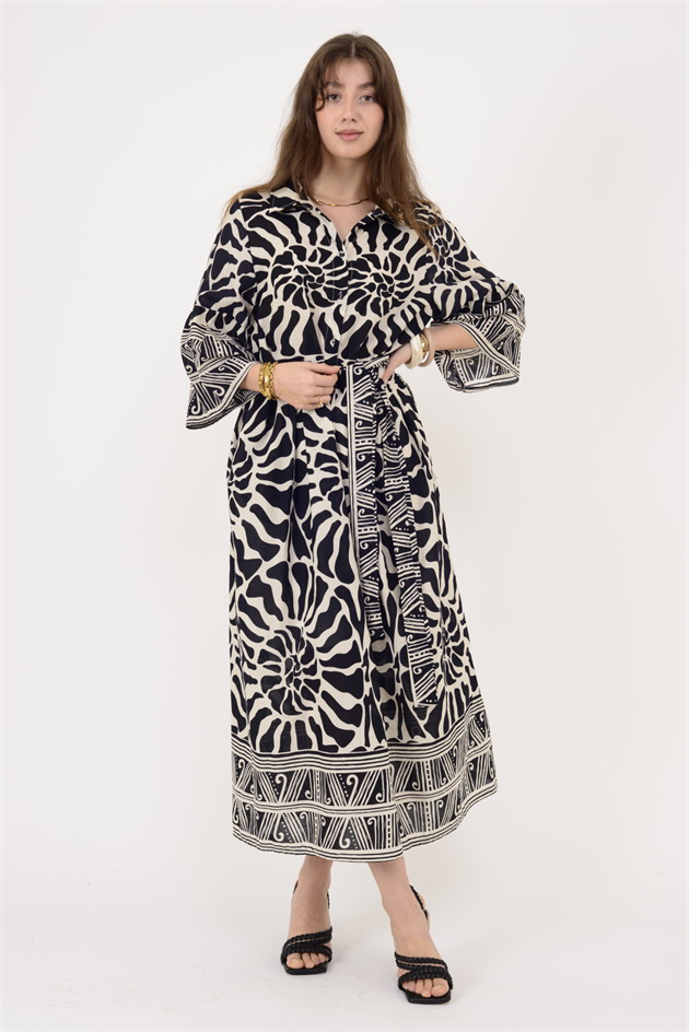 AN10645 MARIN KEMER DETAYLI GÖMLEK ELBİSE